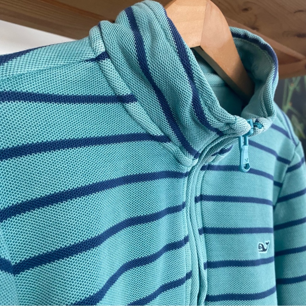 Vineyard Vines Boys Blue Stripe Garment-Dyed Saltwater Half Zip Pullover Small - Picture 6 of 12